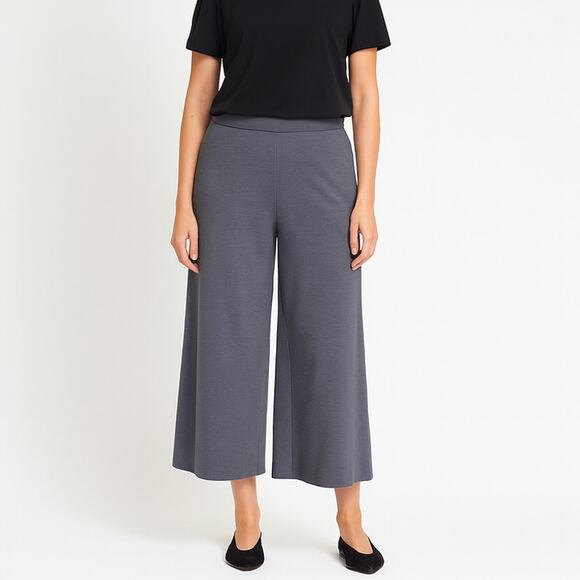 Eileen Fisher Women's Organic Cotton Blend Ponte Wide-Leg Pant Gray Small - Picture 1 of 11